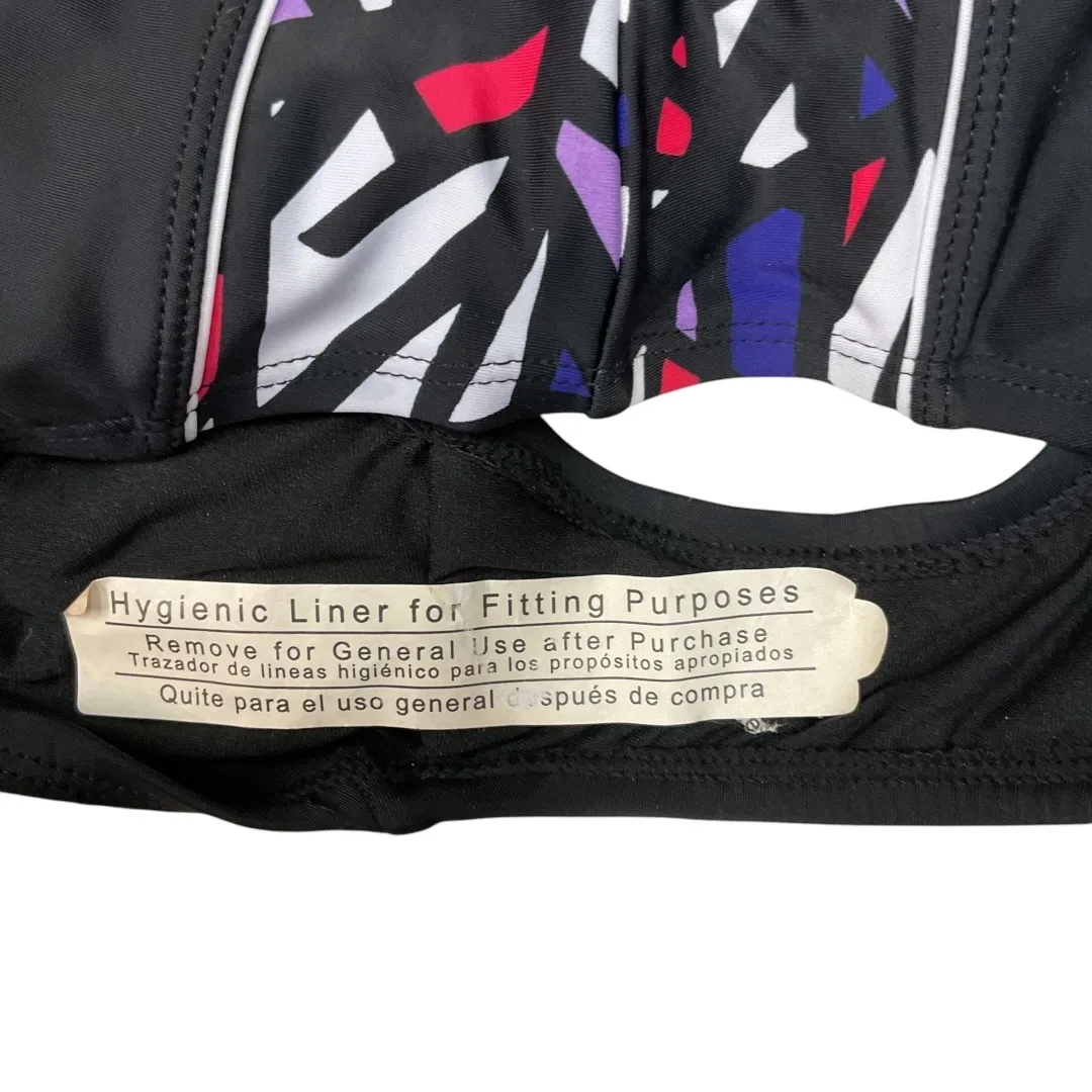 Catalina Swimsuit‎ One Piece Size L 12-14 Black Geometric Print Retro Beach - Image 3