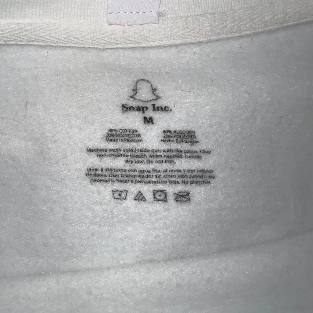 Snap Inc. White Winking Face Emoji Crewneck Sweatshirt Size M P2P 21 L25 Sleeve Size M - Image 5