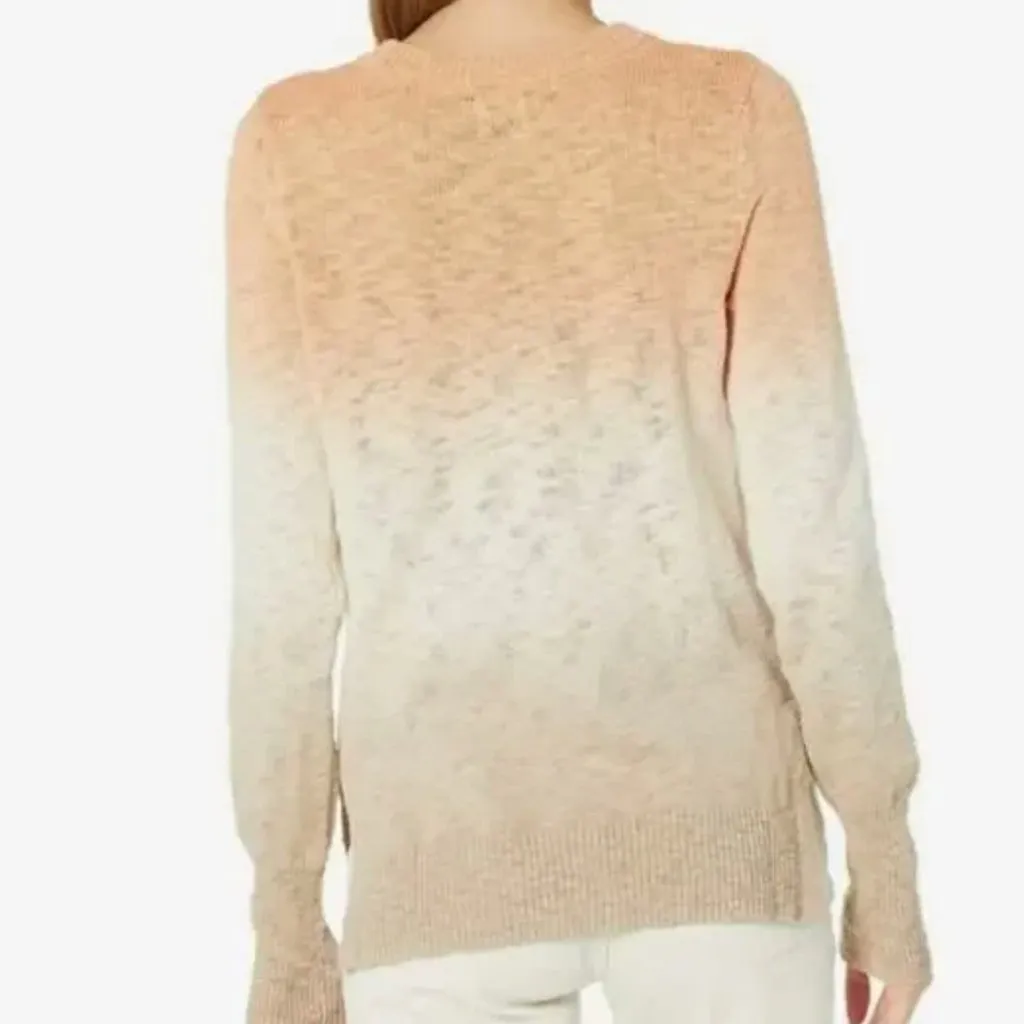NWT Faherty Muir Sunset Dip Dye Crewneck Knit Sweater Small Organic Cotton Tan - Image 6