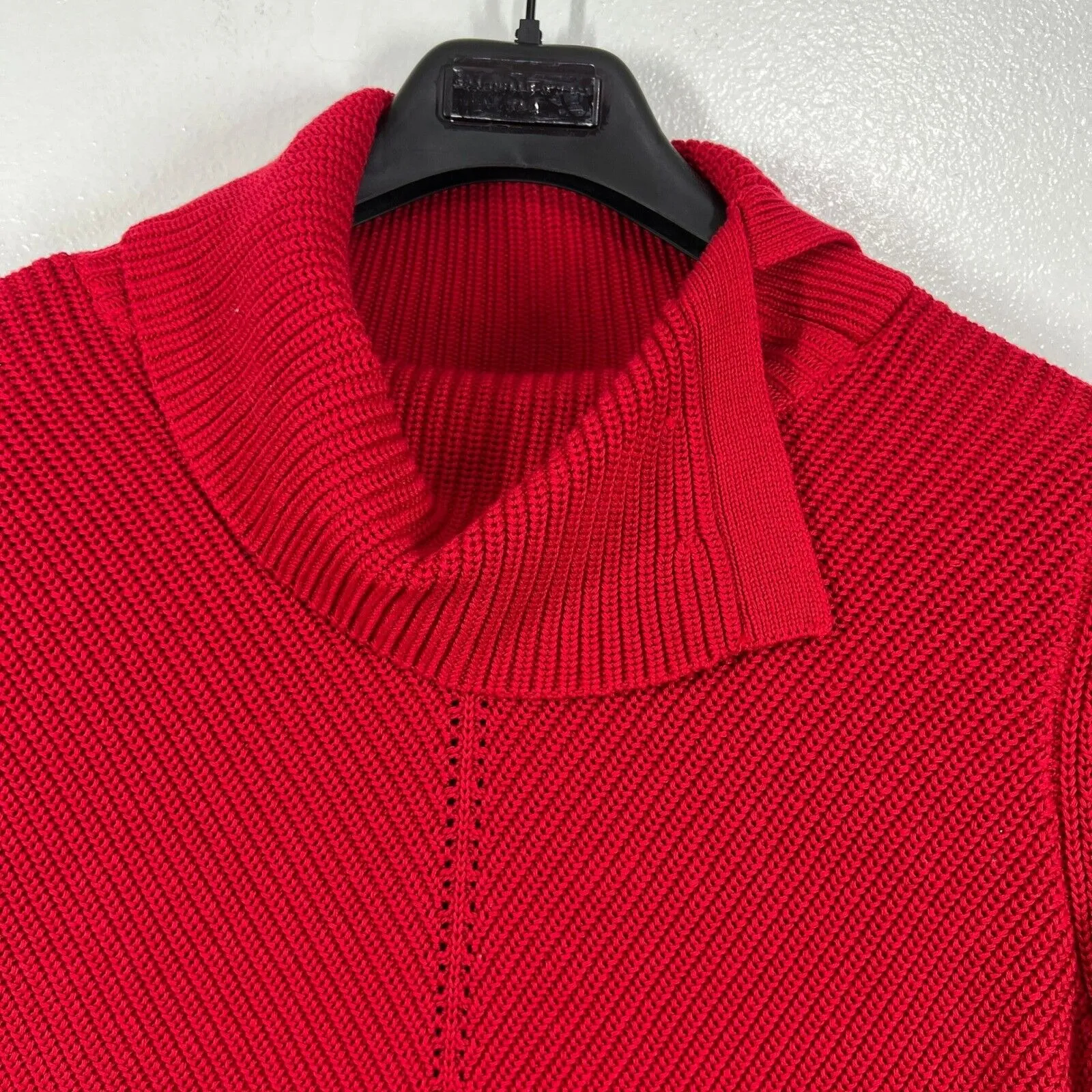 Talbots Red Cotton Blend Ribbed Knit Sweater Medium Cowl‎ Neck Knit Pullover Top - Image 5