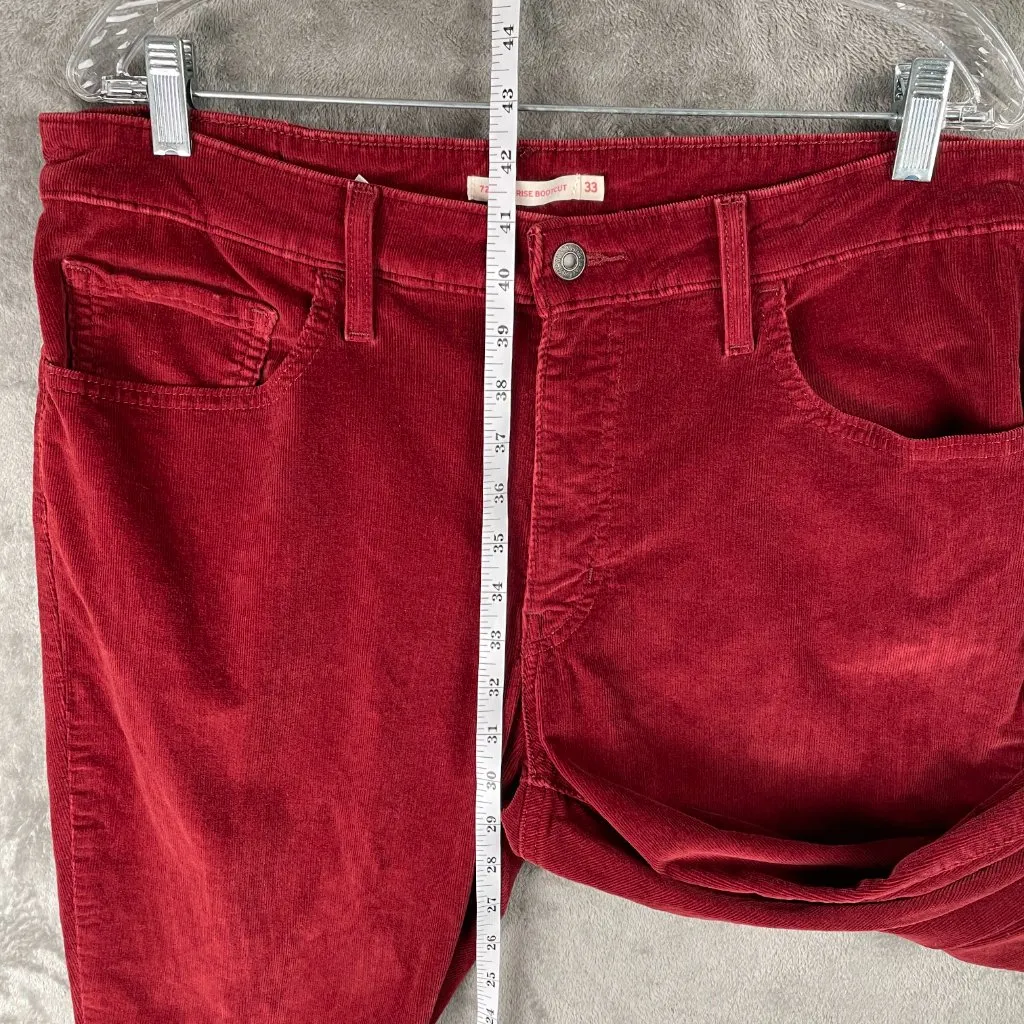 Levi’s 725 High Rise Bootcut Jeans Women’s 33 Red Corduroy 70s Cowgirl Y2K Chic - Image 6