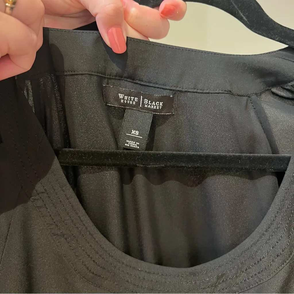 White House Black Market Long Sleeve Mini Black Dress - Image 4