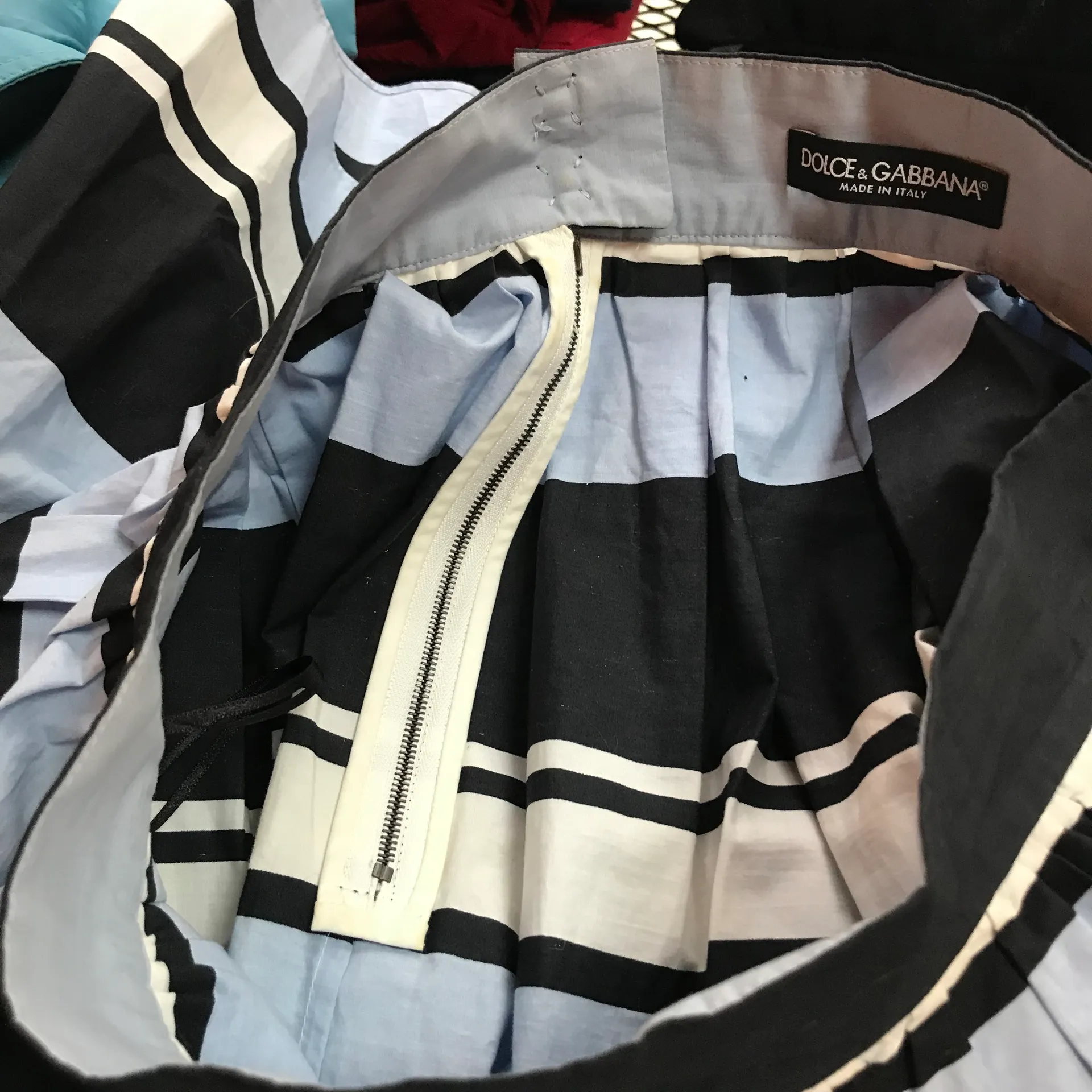 AMAZING BLUE/WHITE STRIPED  MIDI SKATER SKIRT - Image 6