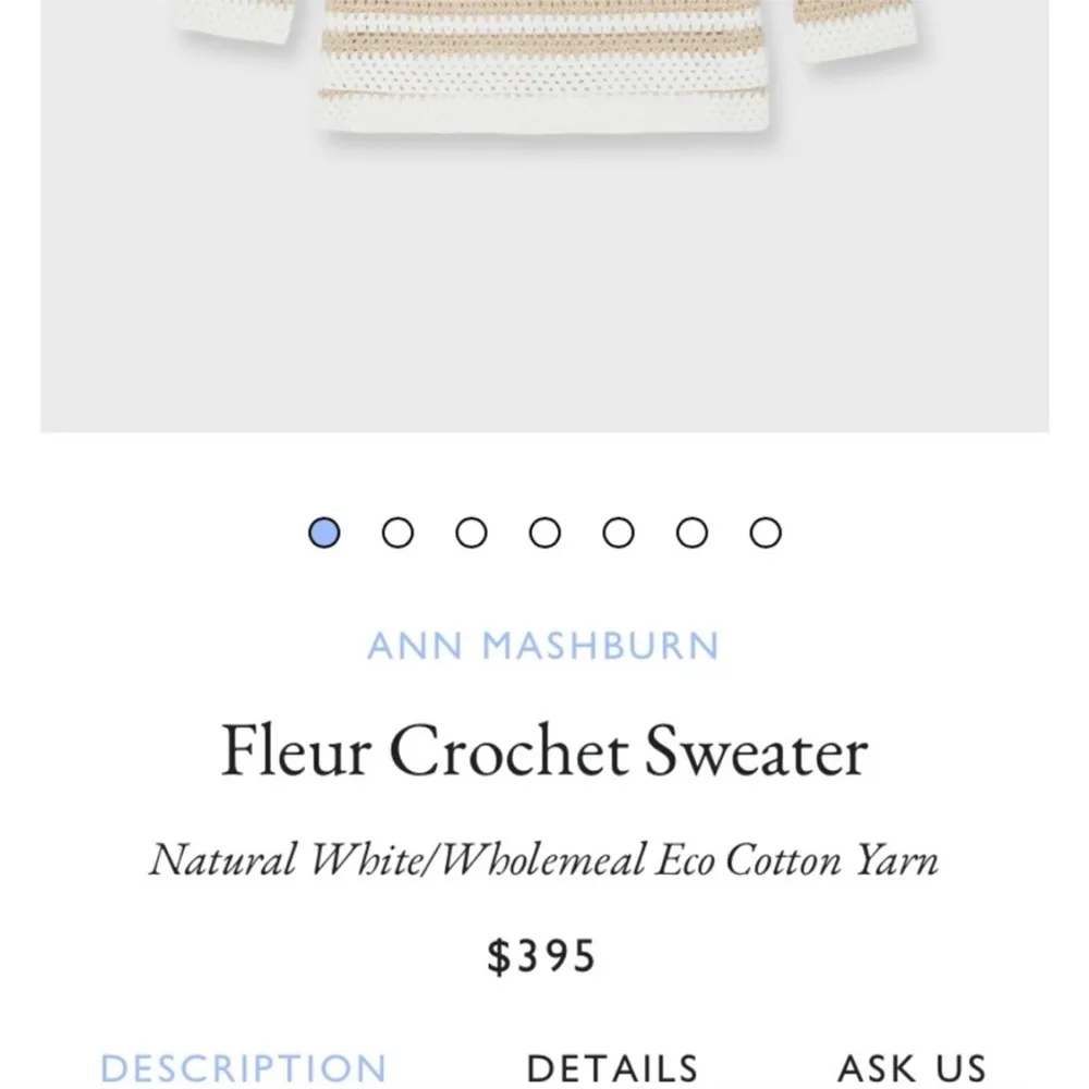 Ann Mashburn Fleur Cotton Sweater Tan & White Stripes size XL - Image 2