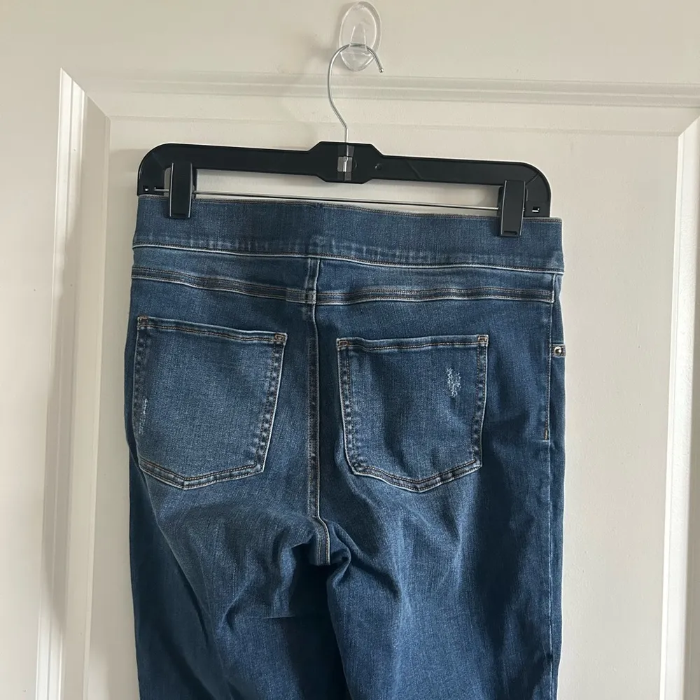 - Spanx Distressed High Waist Denim Ankle Leggings, Size Medium - Image 8