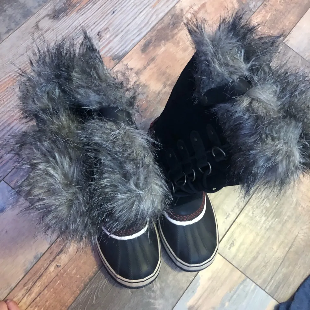 JCREW Sorel Suede Womens Joan of Arctic Boots Fur 7 $168 black shoes snow - Image 13