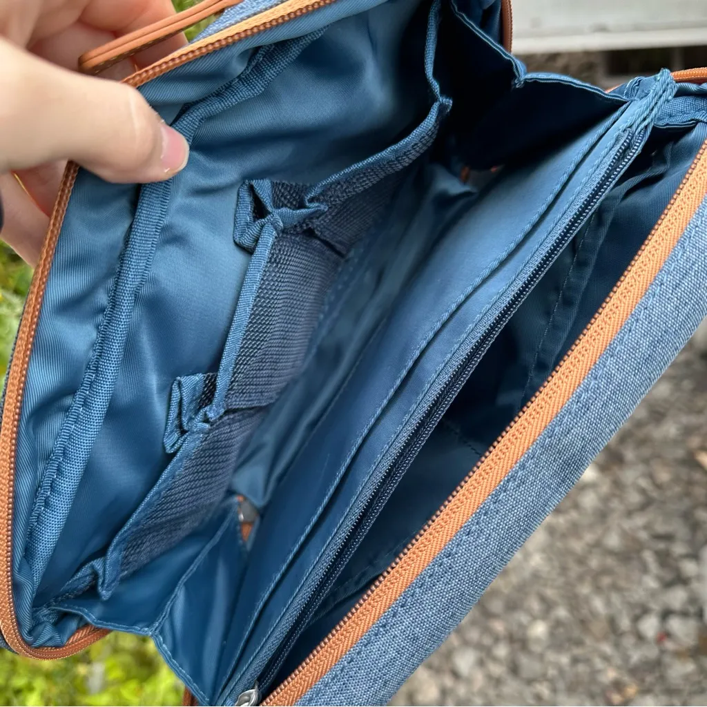 Nordace Siena Wash Pouch Toiletry Bag Blue Polyester/Vegan Leather | Travel, Gym - Image 4