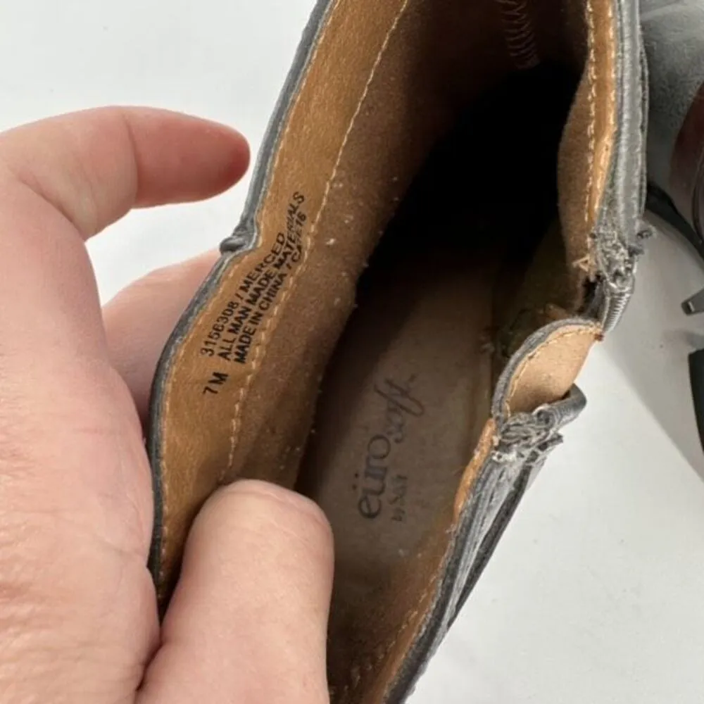 EuroSoft Phoebe Faux‎ Leather Buckle Accent Boot Bootie Size 7 Gray & Brown - Image 8