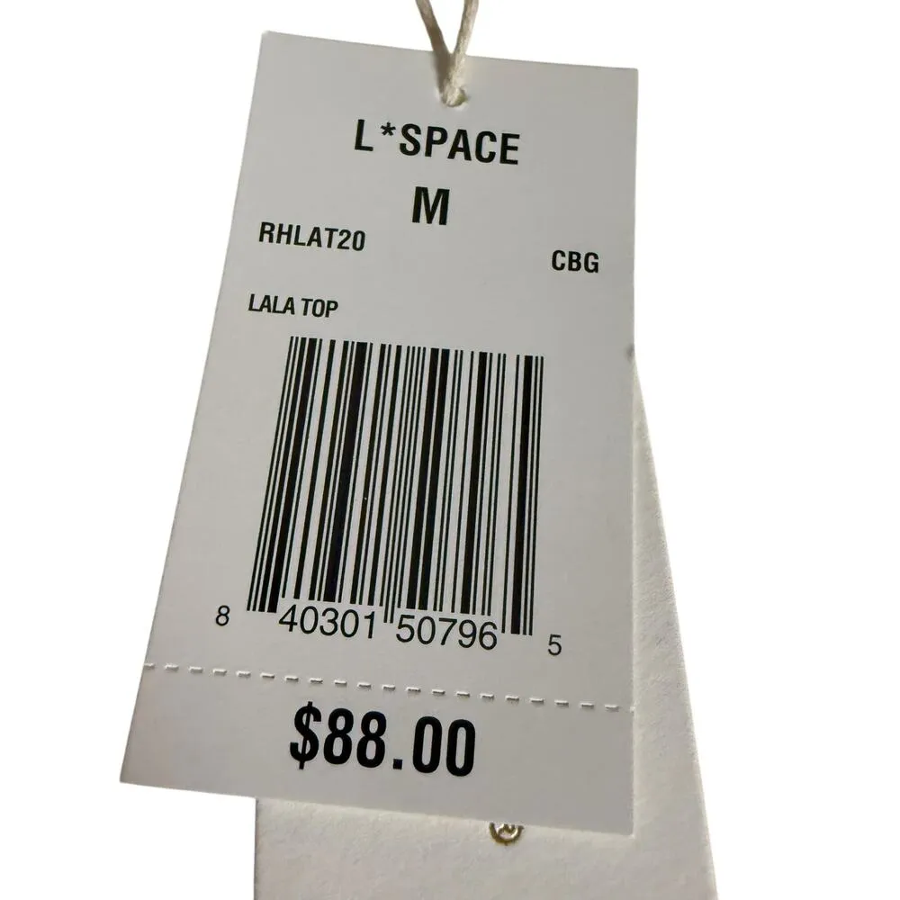 L*Space Lala White Pink Colorblock Sporty V-Neck Bikini Swimsuit Top Size M - Image 9