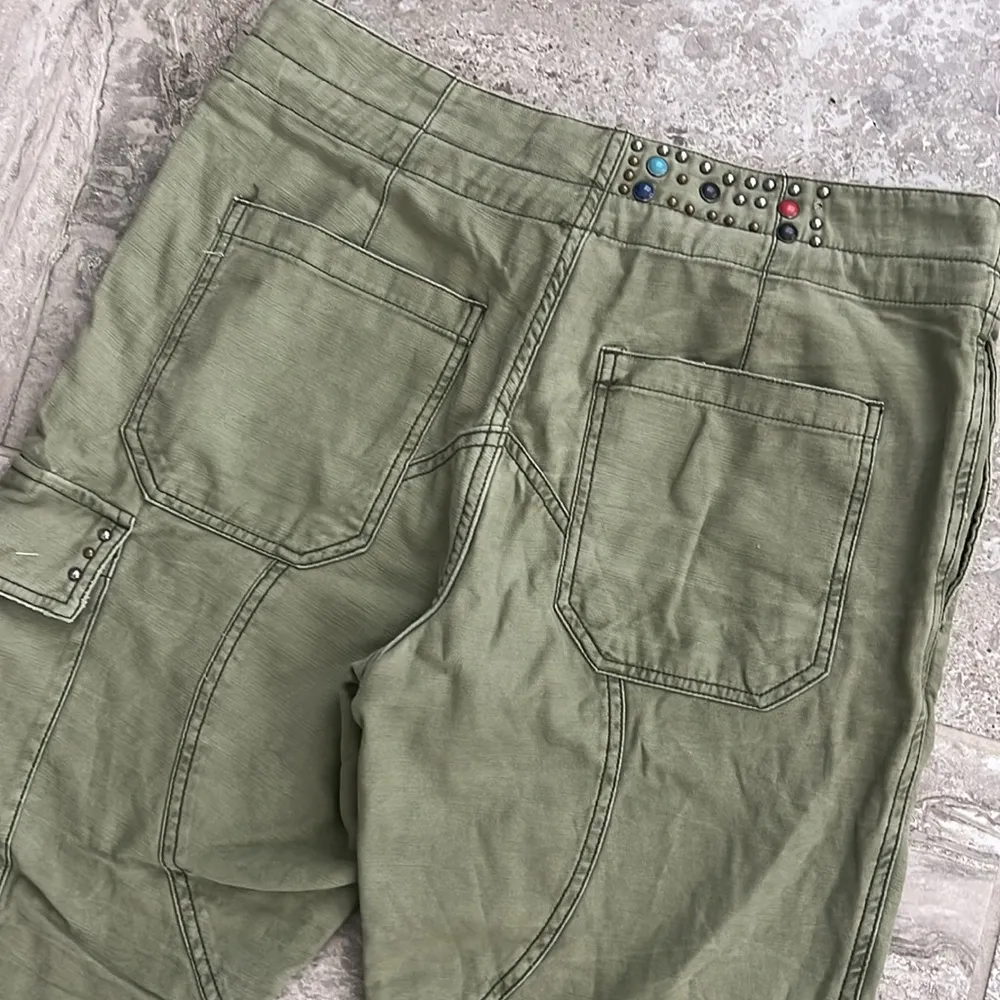 Free People Distressed Studded Pants, Green Size L, Excellent! Style #OB 562940 - Image 5