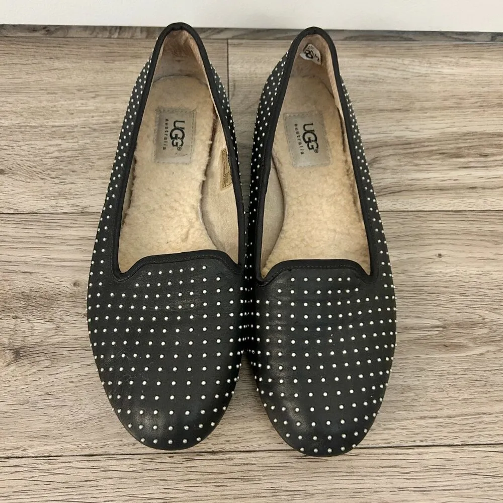 UGG Alloway Leather Studded Ballet Loafers Size 8 - Image 3