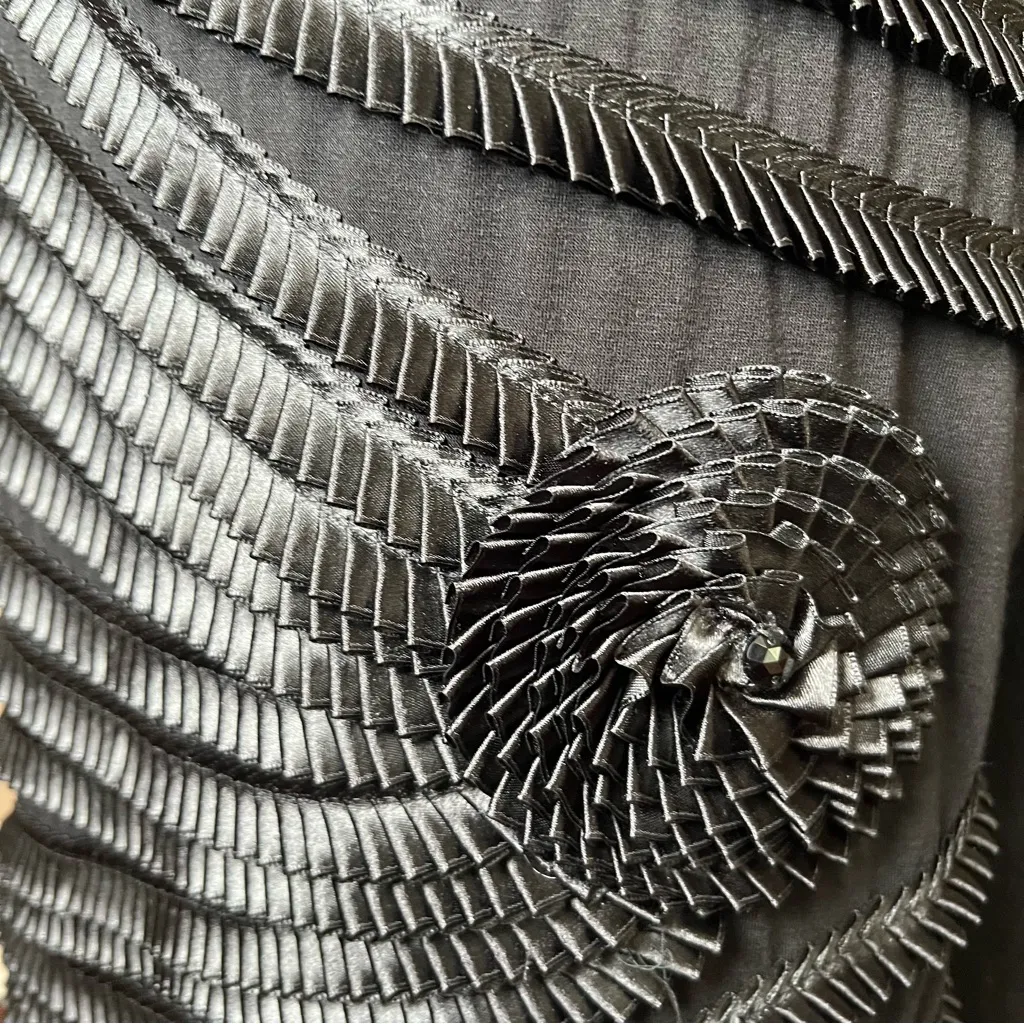 VTG Y2K Lauren Michelle Black Sleeveless Dress 3D Origami Embellished Funky Sz M Size M - Image 7