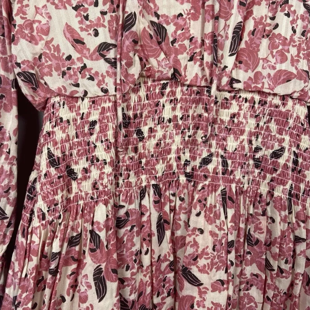 Evereve Roan & Ryan Pink Floral Summer Dress Size‎ S Fit & Flare Smocked Cottage - Image 5