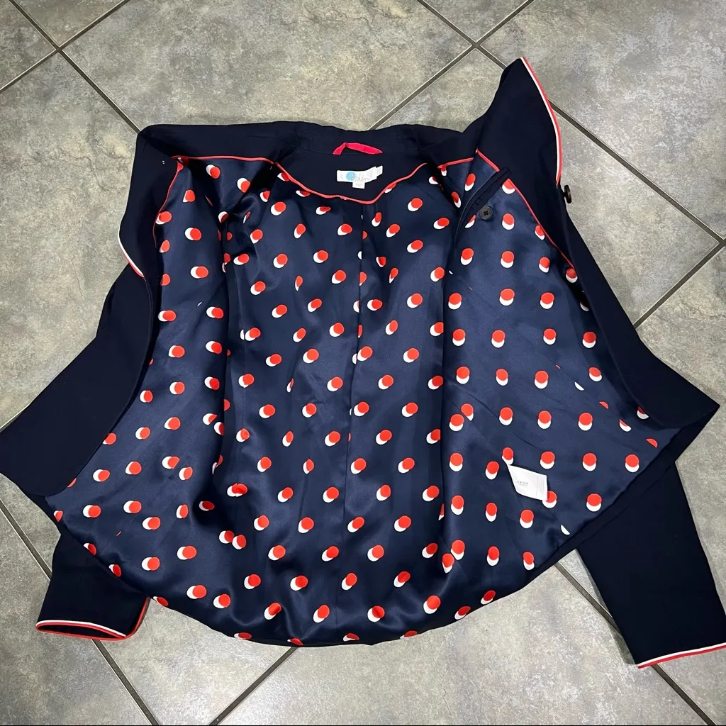 BODEN Lilah Tipped Blazer Jacket NAVY Sz 16R Business Casual Preppy Accademia Blue - Image 4