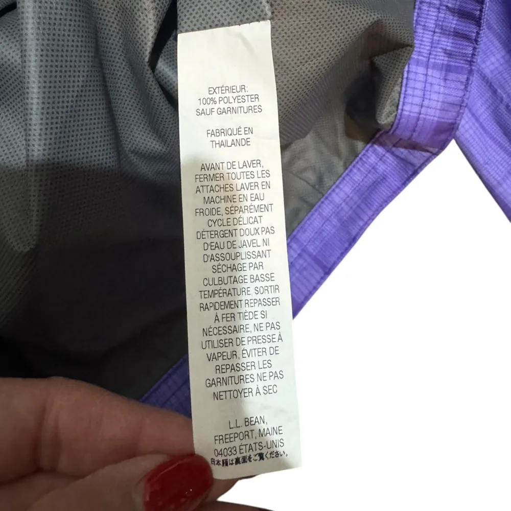 L.L. Bean Purple Plaid Hooded Rain Jacket Size M Waterproof Zip Up Size M - Image 12