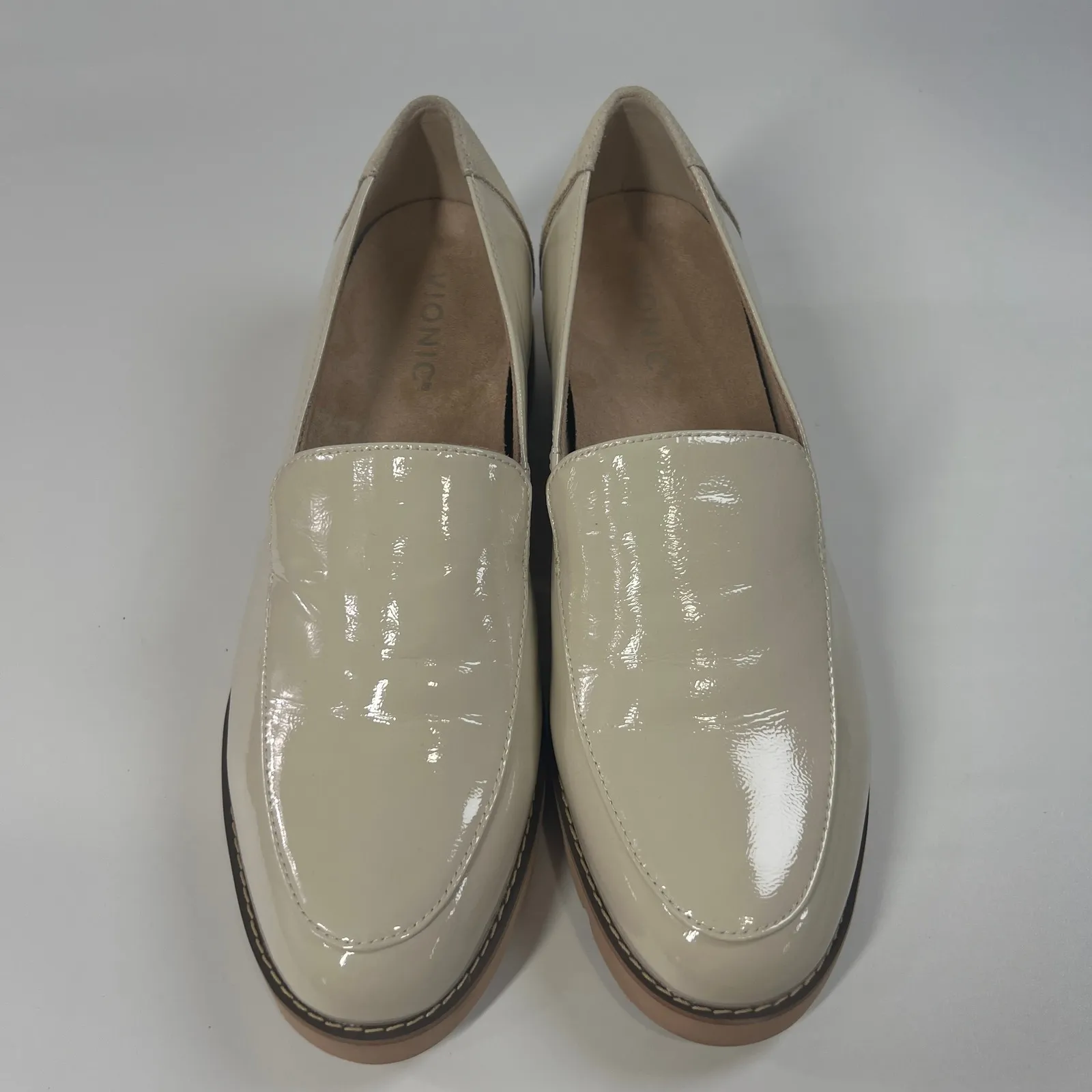 Vionic Kensley‎ Patent Leather Loafers Beige Platform Comfort Shoes Women's 9 - Image 3