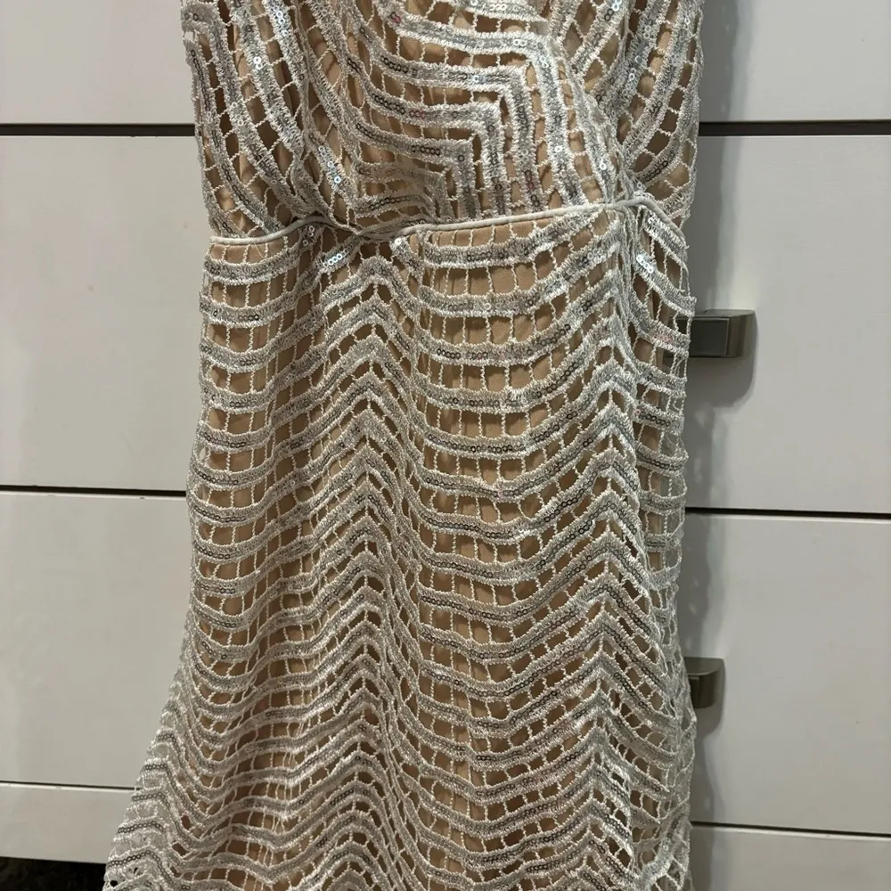 Lulus Lele White and Silver Sequin Mini Dress - Image 3