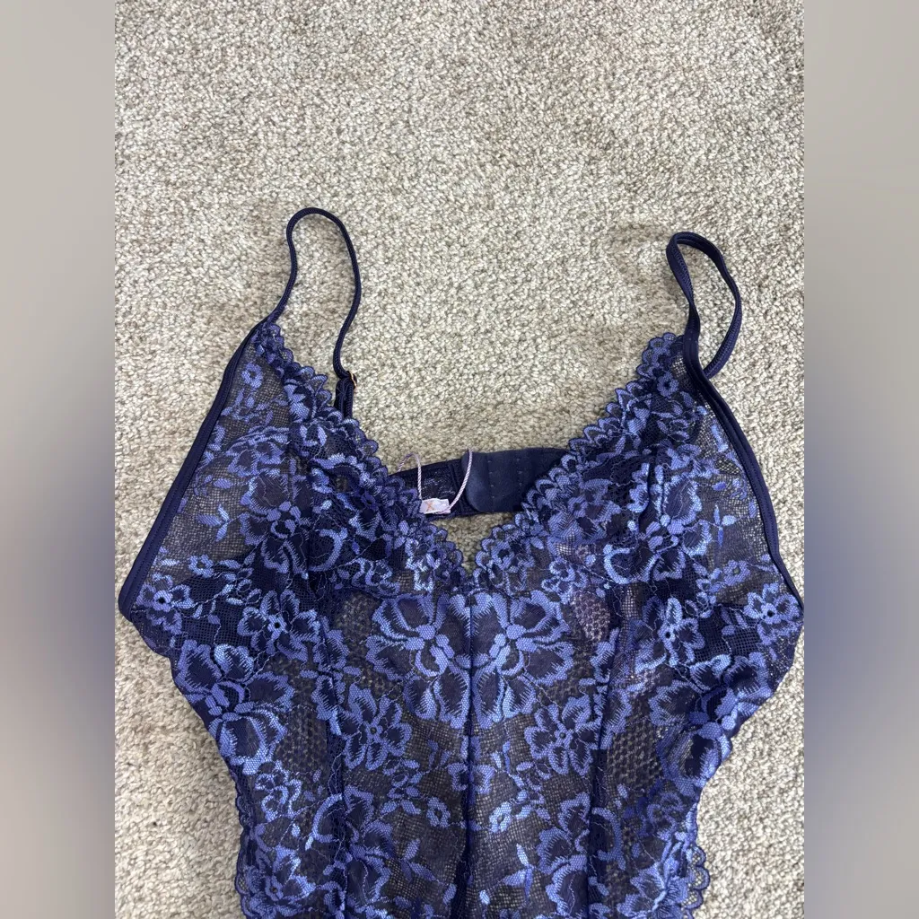Savage X Fenty Floral Lace Teddy XS Lingerie sexy Blue - Image 2