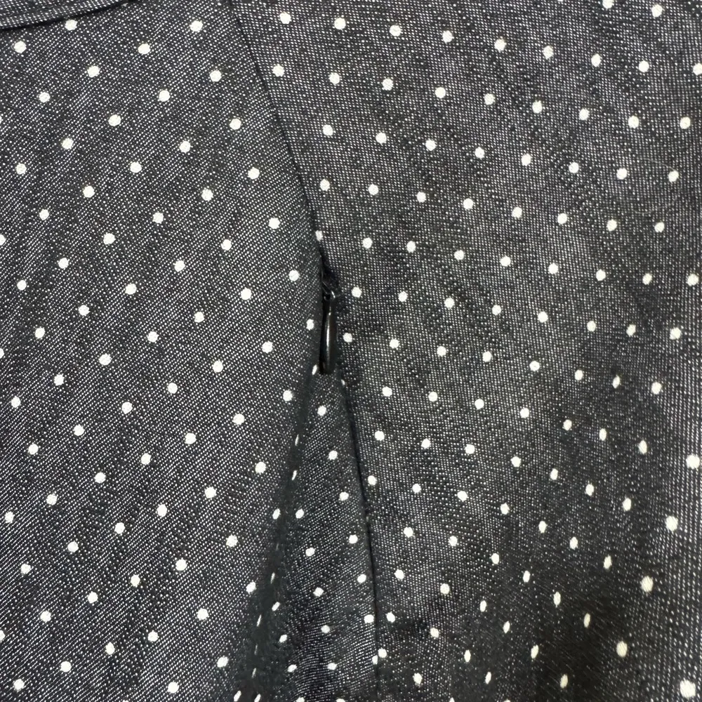 Betabrand Black and White Polka Dot Denim Farmer Market Midi Smock Dress - Image 5