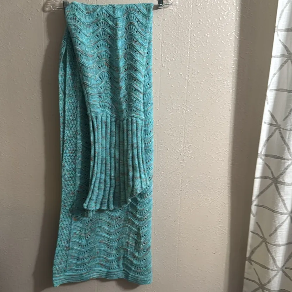 Mermaid Tail Blanket Super Soft Crochet Blue - Image 4