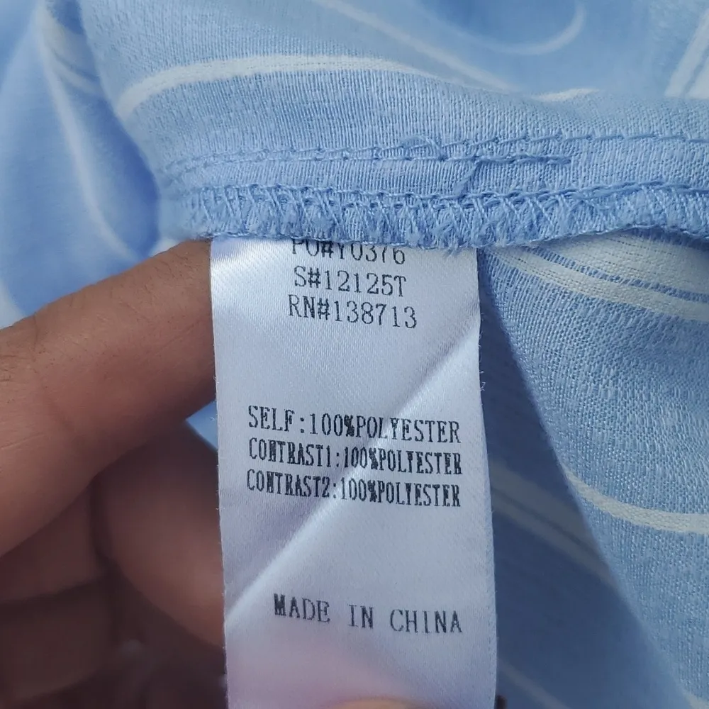 Doe + Rae Tiered Stripe Short Sleeve Button Down Top - Image 11