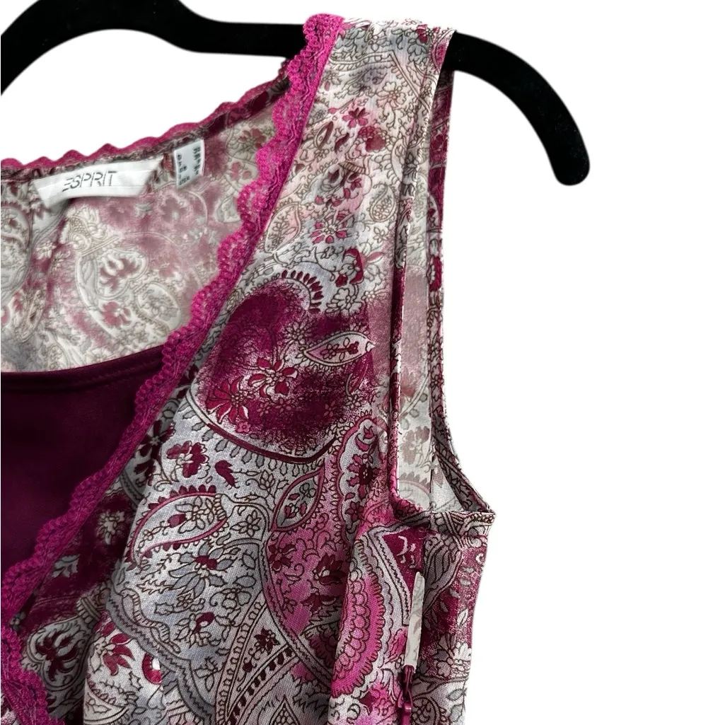 Vintage Y2K Esprit Babydoll Dress Midi FairyCore WhimsiGoth Paisley Size Small - Image 6