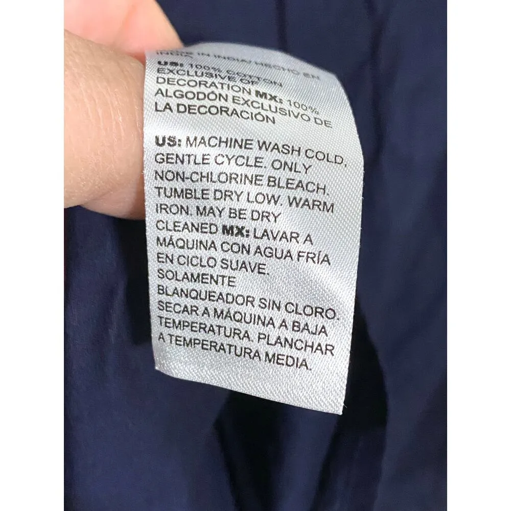 Chico's Floral Applique Blouse Womens 3D Embroidery Classic Navy Top Size S NWT - Image 12