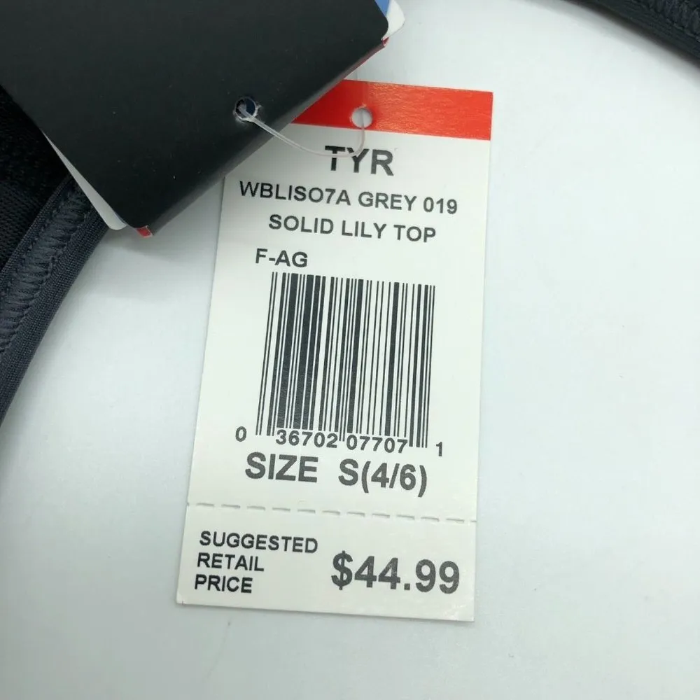TYR Solid Lily Bikini Top Maximum Support Removable Cups UPF 50+ Gray S 4/6 - Image 9
