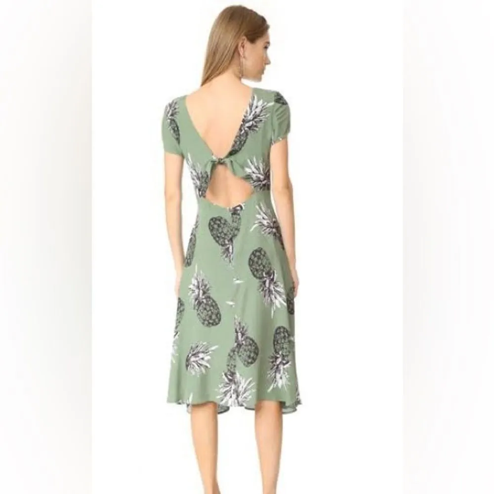 BB Dakota NWOT Revolve Midi Dress Pineapple Print Open Back Sz 4 Summer - Image 3