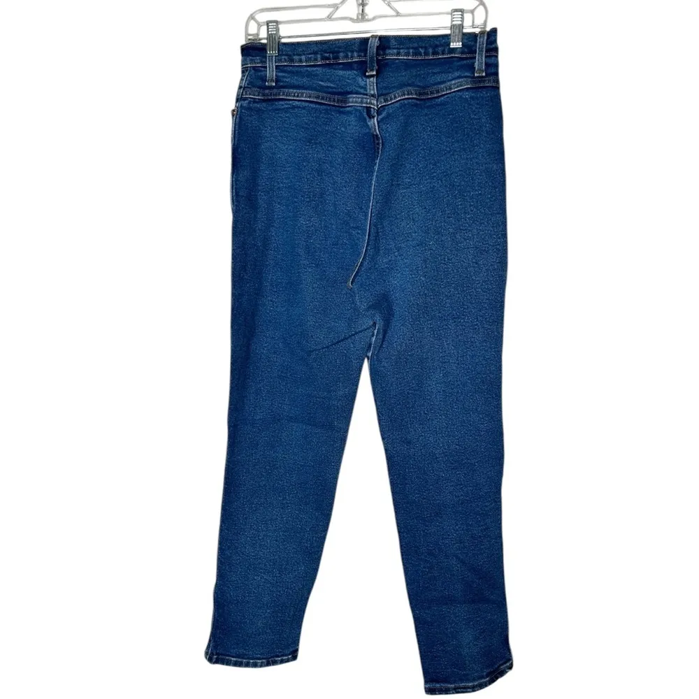 Vintage dark wash high waisted straight leg relaxed fit jeans 90s 1990s - Image 2