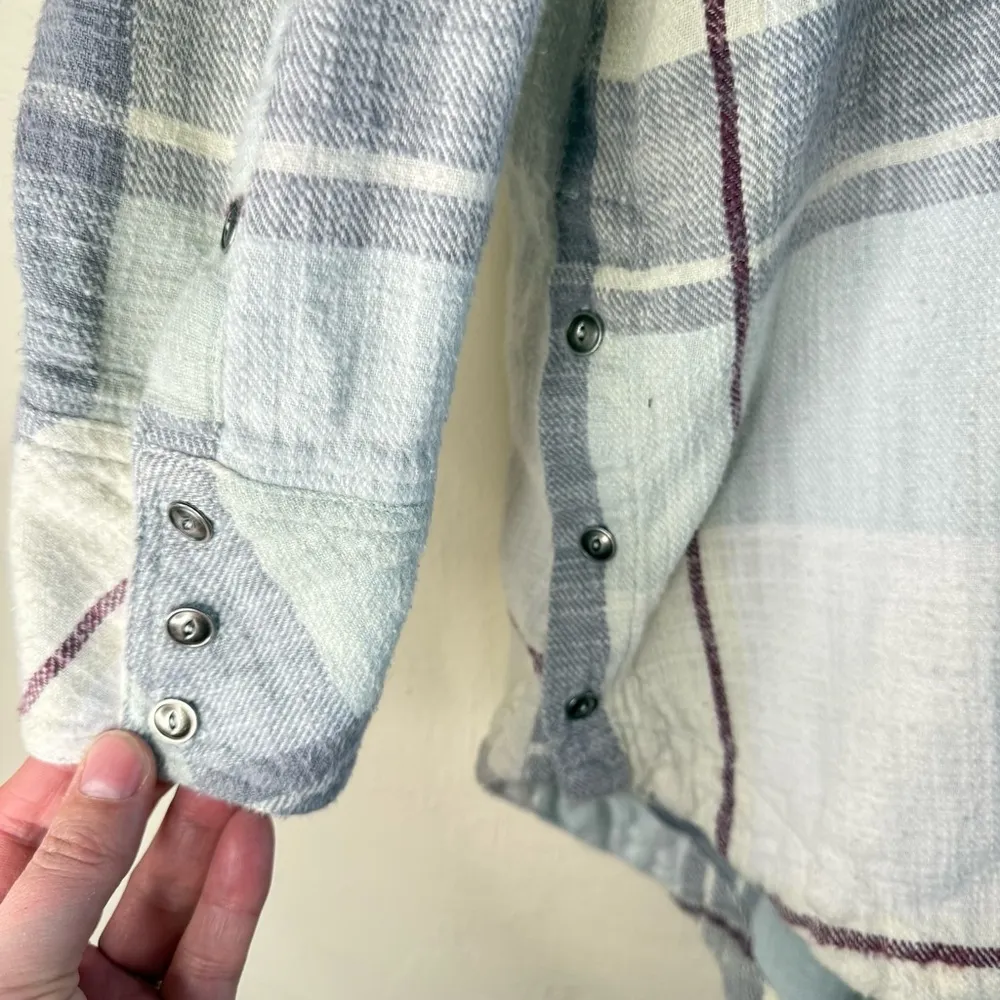 Free People Rainy Day Plaid Button Down Flannel Shirt Size XS - Image 5