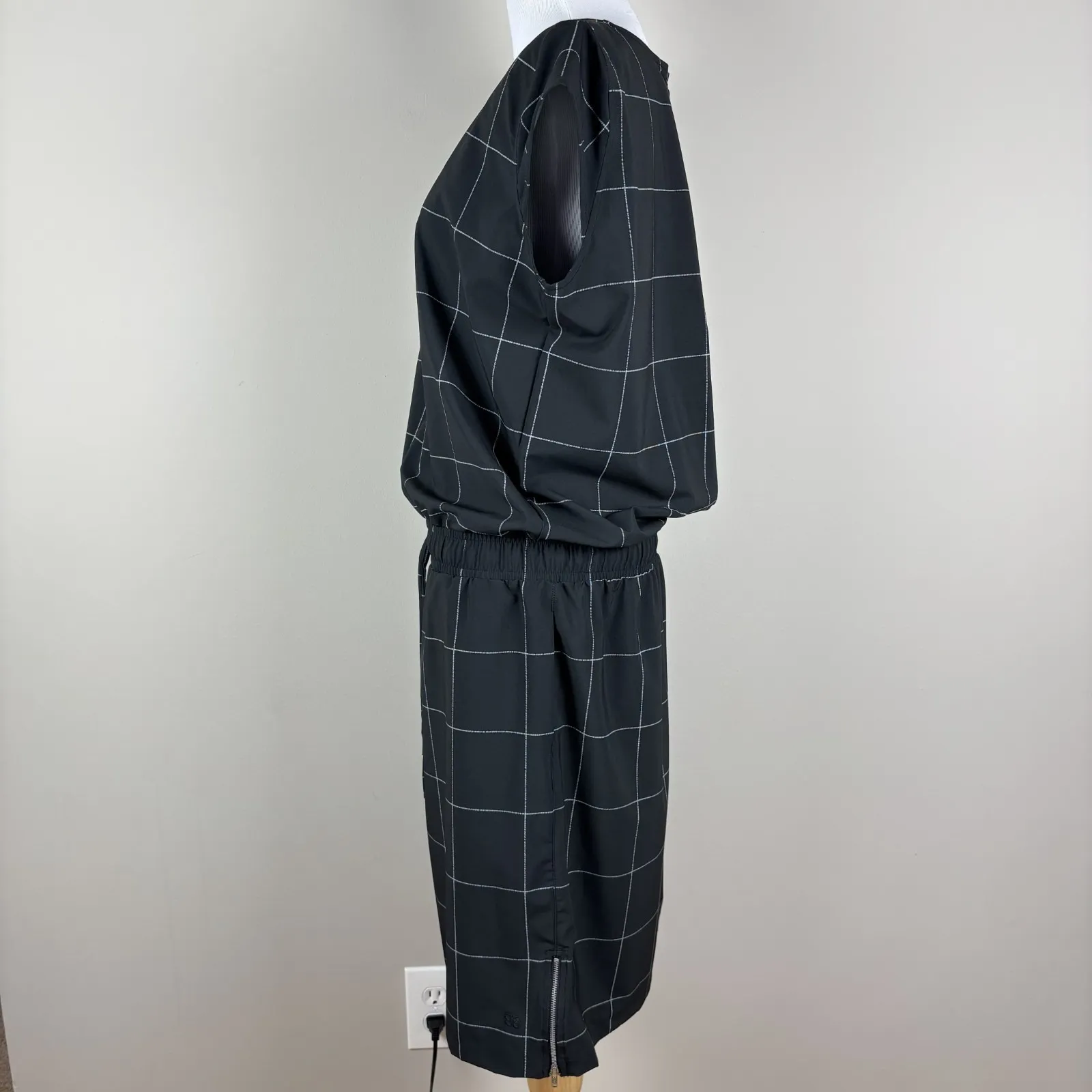 Albion Going Places Dress Womens Large Black Windowpane Nylon Pockets Travel L - Image 7