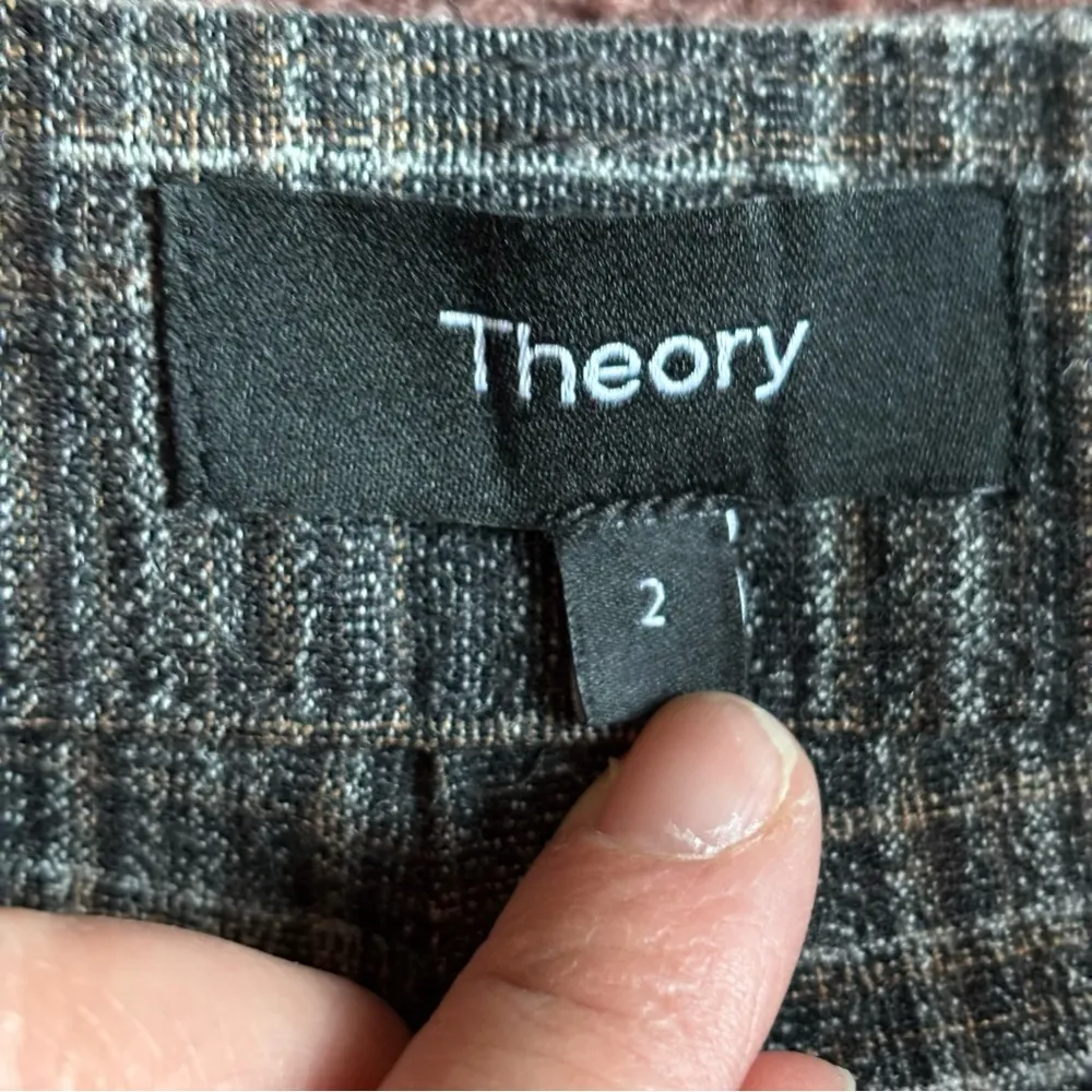 Theory Straight Auburn Plaid Pants- Size 2 - Image 4