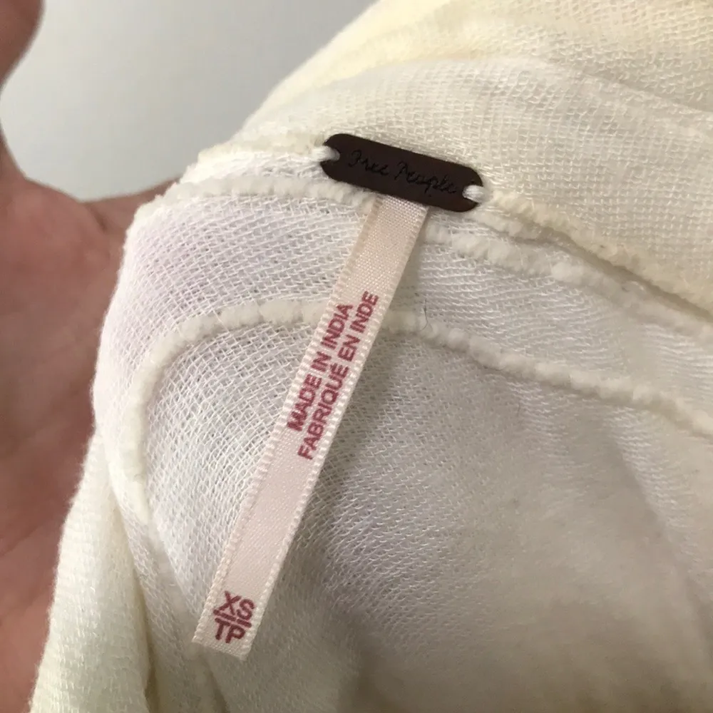 Free People Cozy Nights Button Down Shirt Ivory XS - Image 7