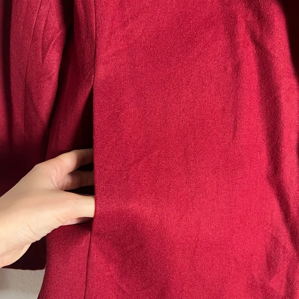 Calvin Klein Women’s Red Wool Blend Shawl Collar Coat Size 12 - Image 10