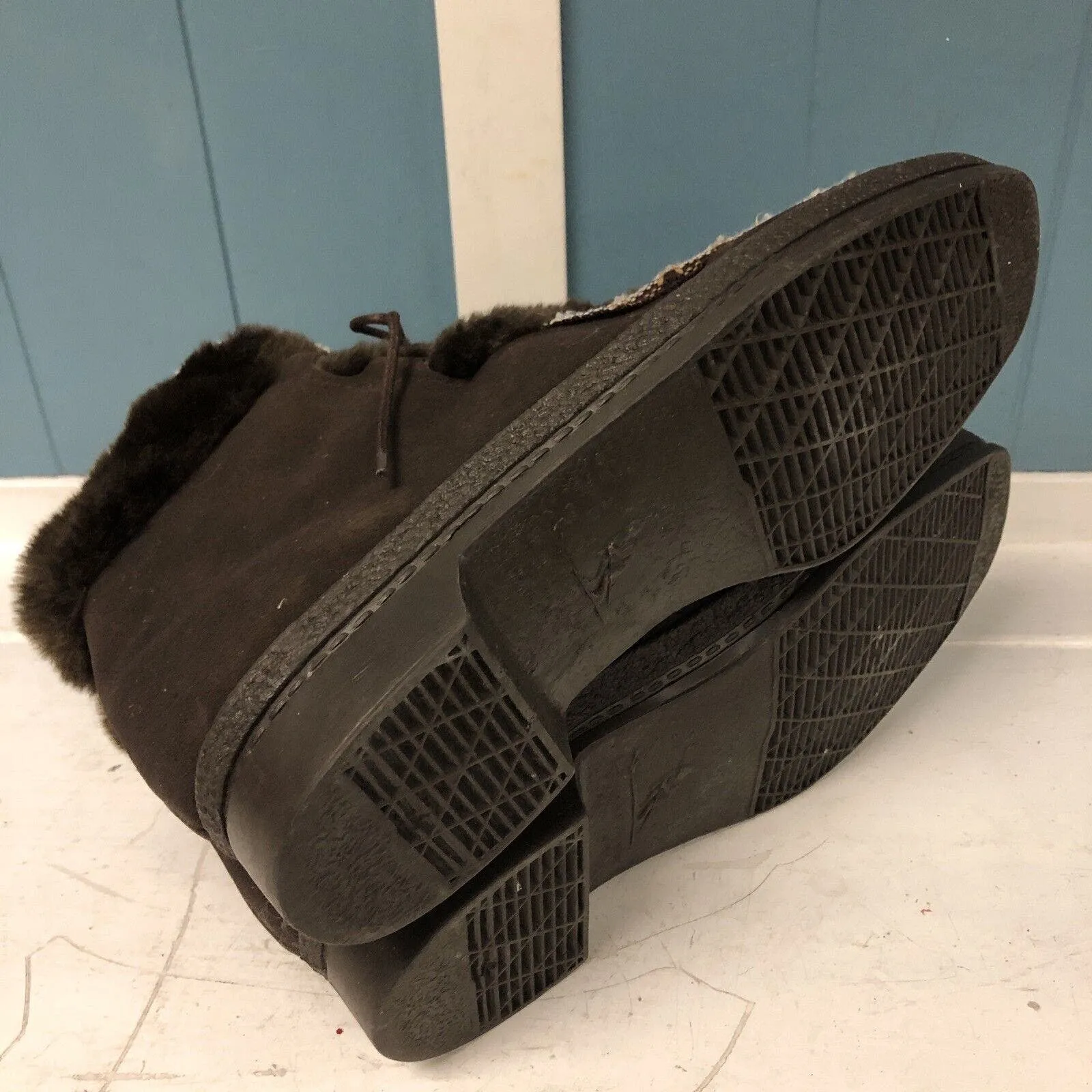 Snowland‎ Brown Suede Leather Faux Fur Boots Sherpa Lined England Womens 8 Vtg - Image 8