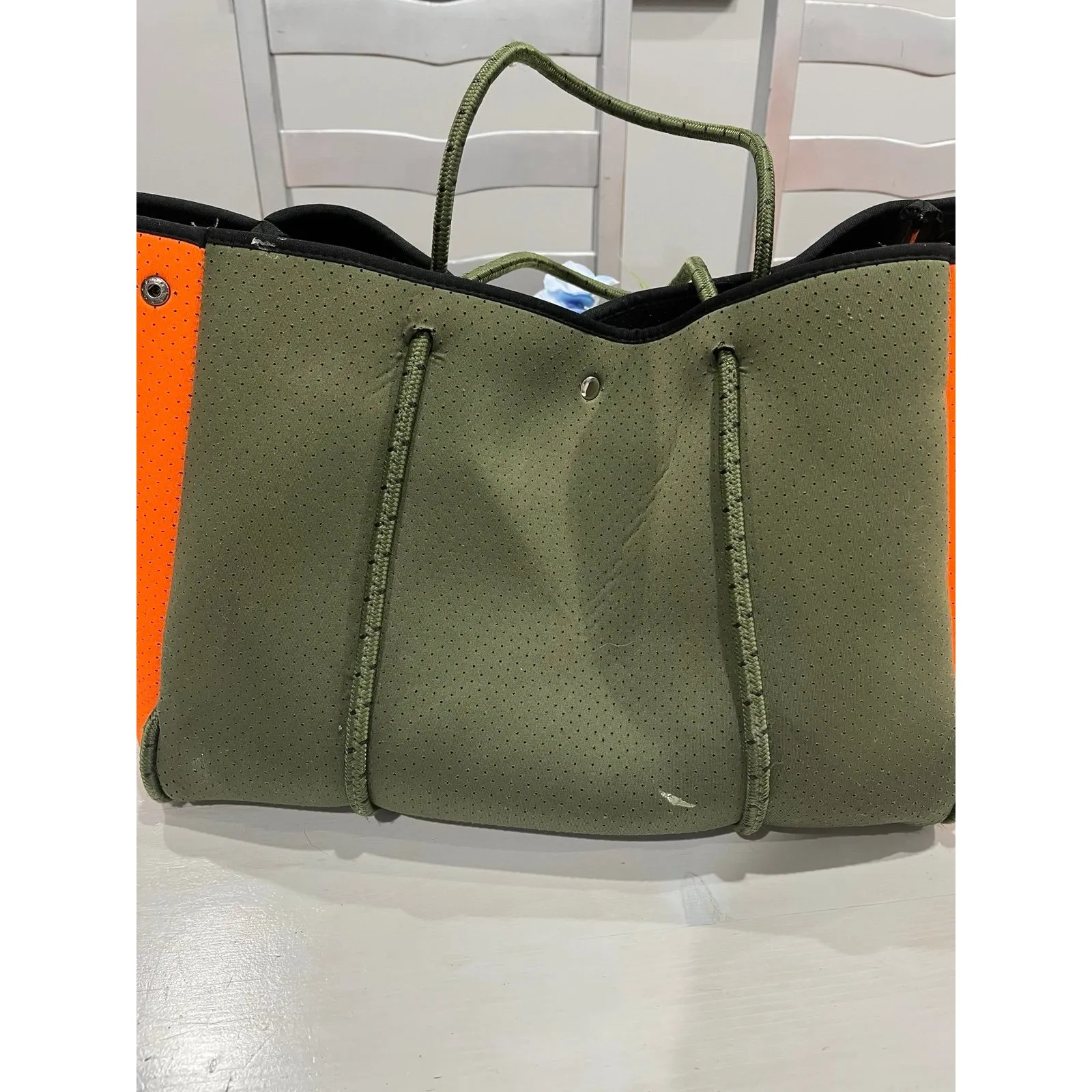 haute shore orange and green large‎ tote - Image 8