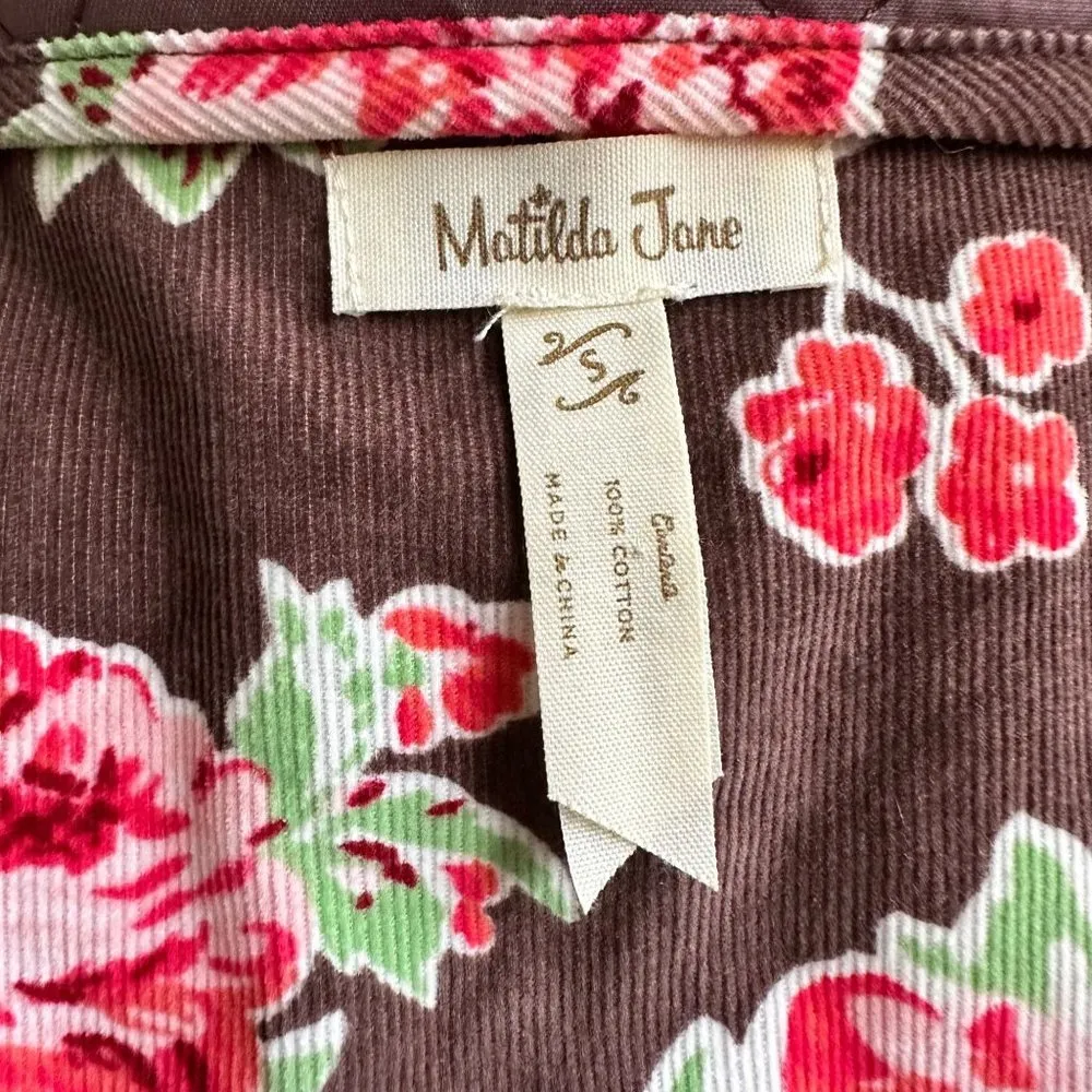 Matilda Jane Sz S Sydney Reversible Quilted Puffer Vest Brown Floral Cor… - Image 10