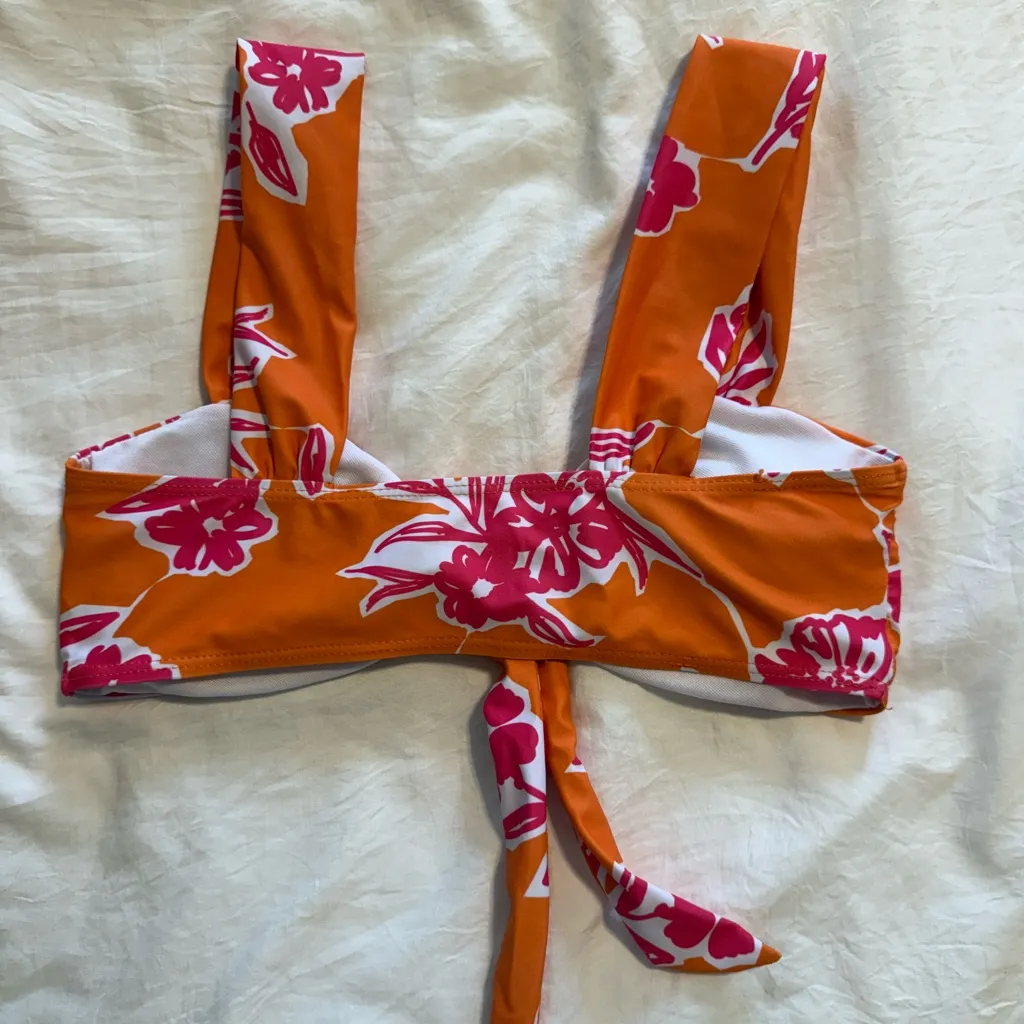 Orange Floral Bikini Top - Image 2