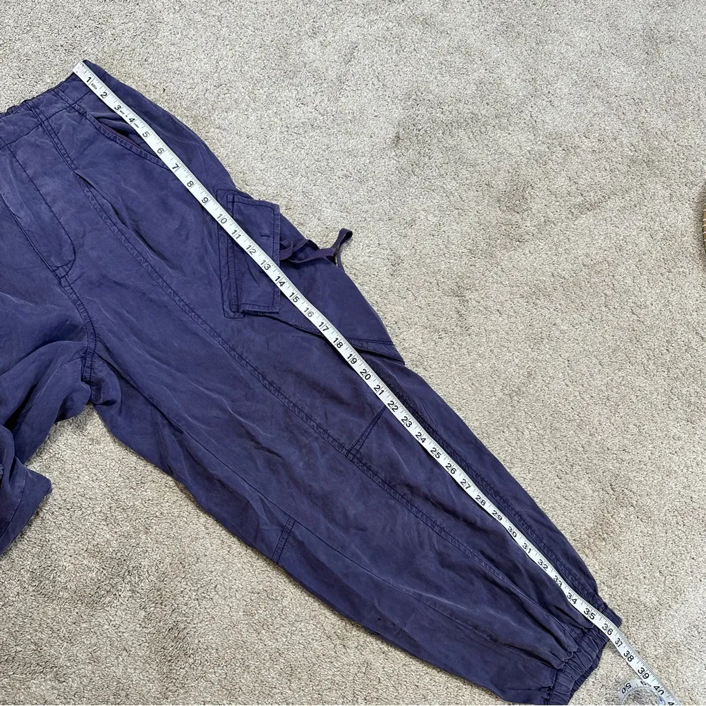 Pilcro Offshore Linen Blend Parachute Cargo Pants High Rise in Dark Purple XS - Image 13