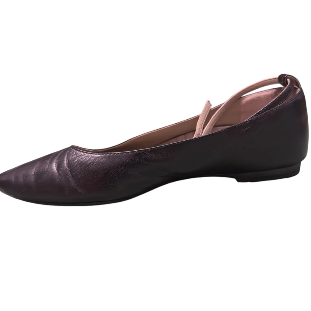 REDEN Black Leather Ballet Flats Ankle Strap 39.5 Minimalist Designer Comfort Size 8.5 - Image 6