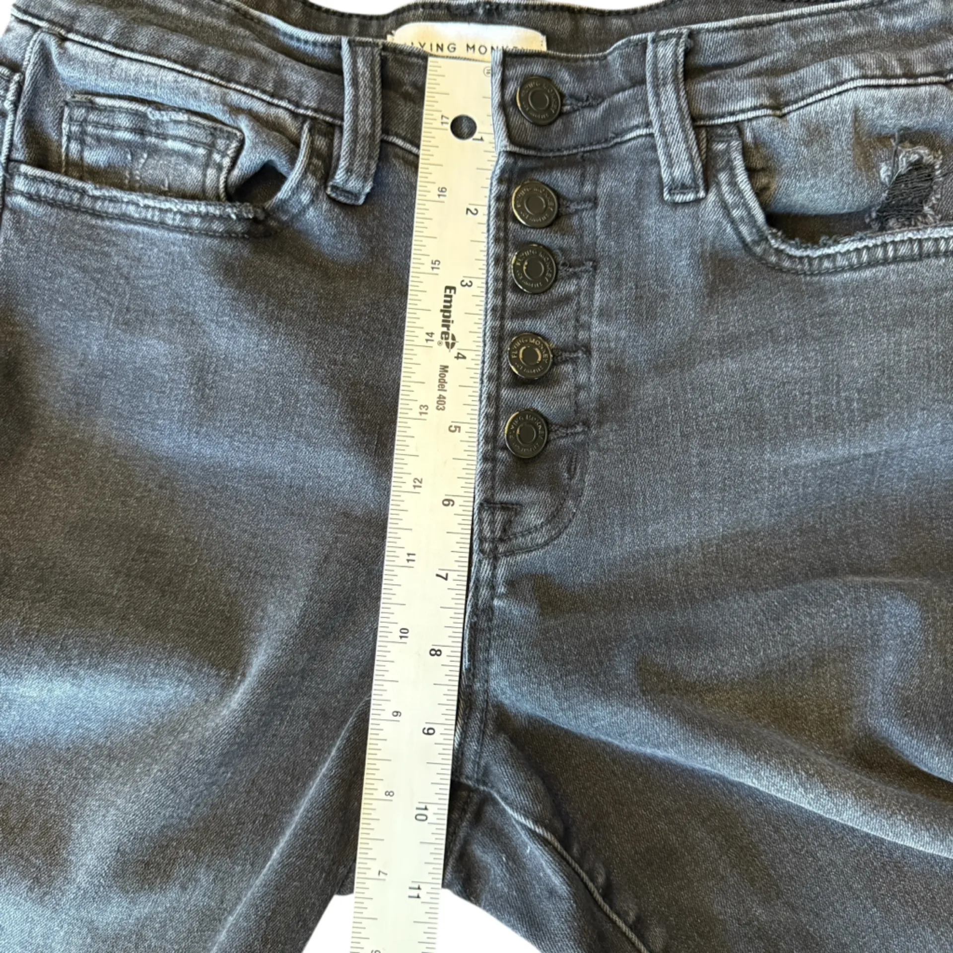 Flying Monkey Amie Black High Rise Straight Leg Ankle Jeans Raw Hem Button Fly - Image 11