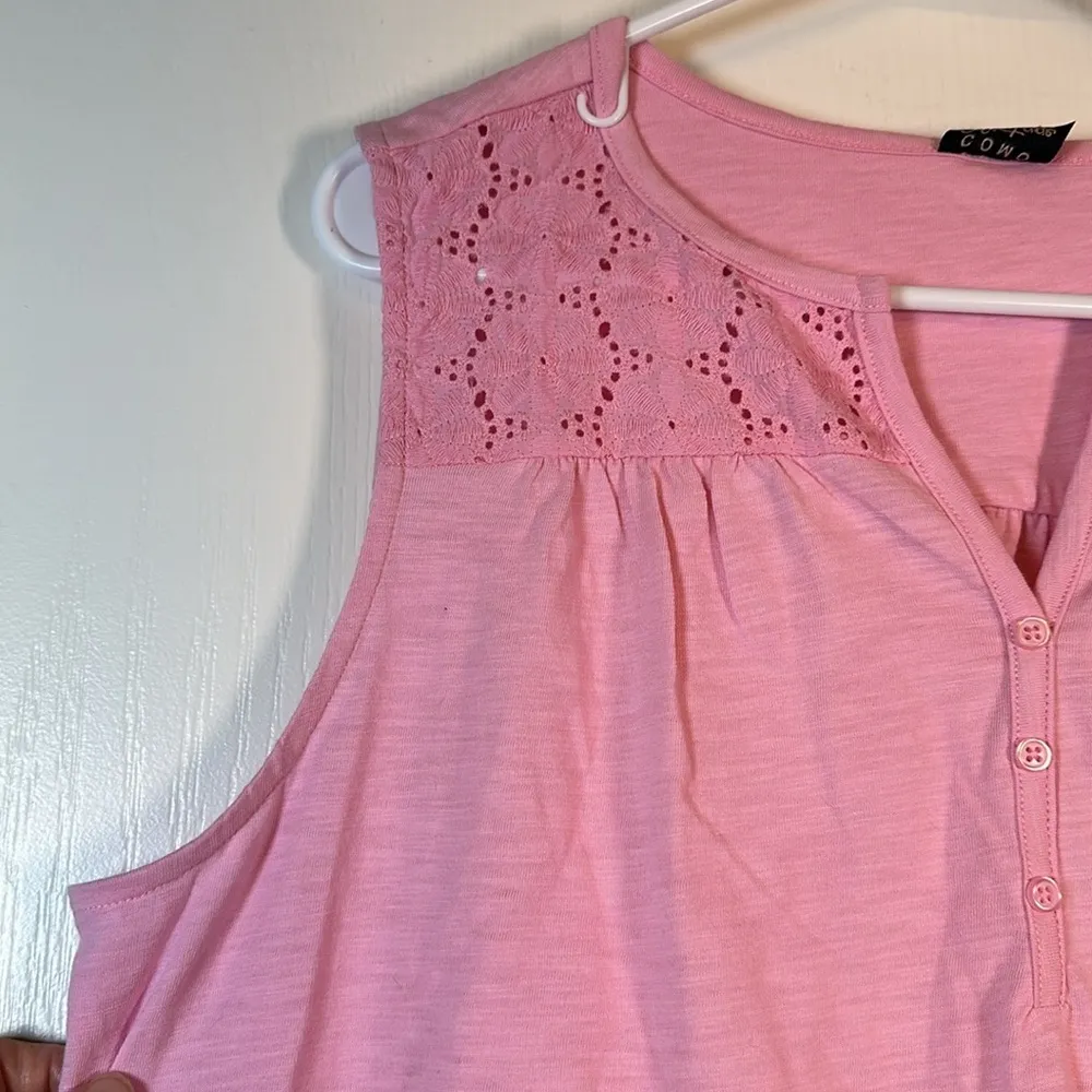 Como Vintage Pink Sleeveless Lace Embroidered Blouse Top Shirt XL NWT #0934-AZ - Image 3