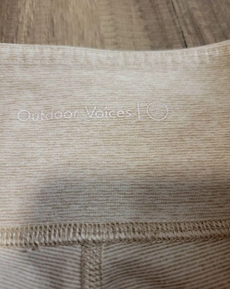 Outdoor Voices 7/8 Tri Tone Color Block Leggings Oatmeal Desert Cloud Size L - Image 3