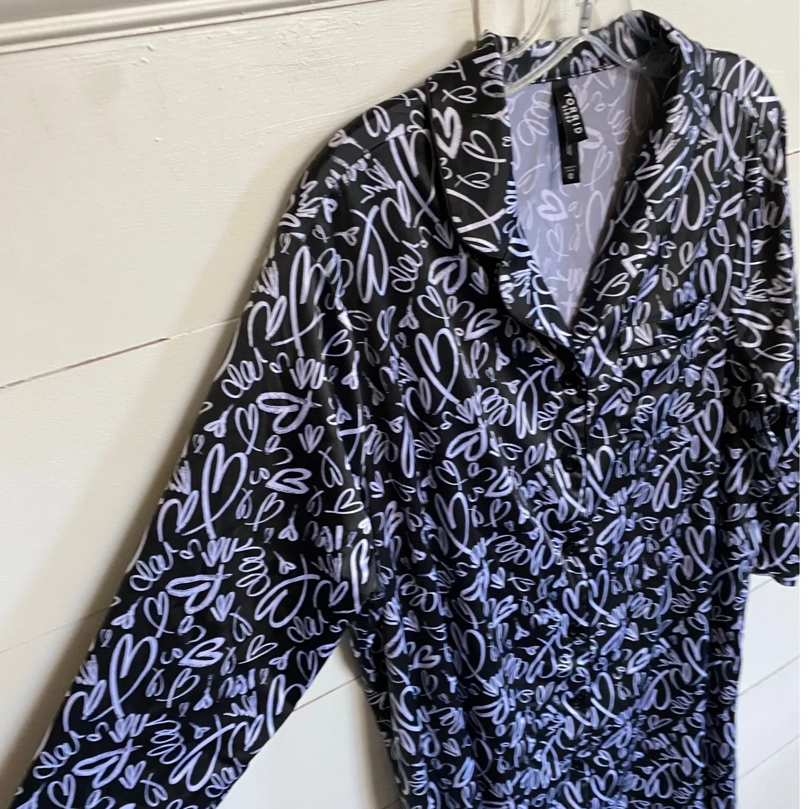 Torrid‎ Sleepgown Black White Heart Graffiti- 0X - Image 5