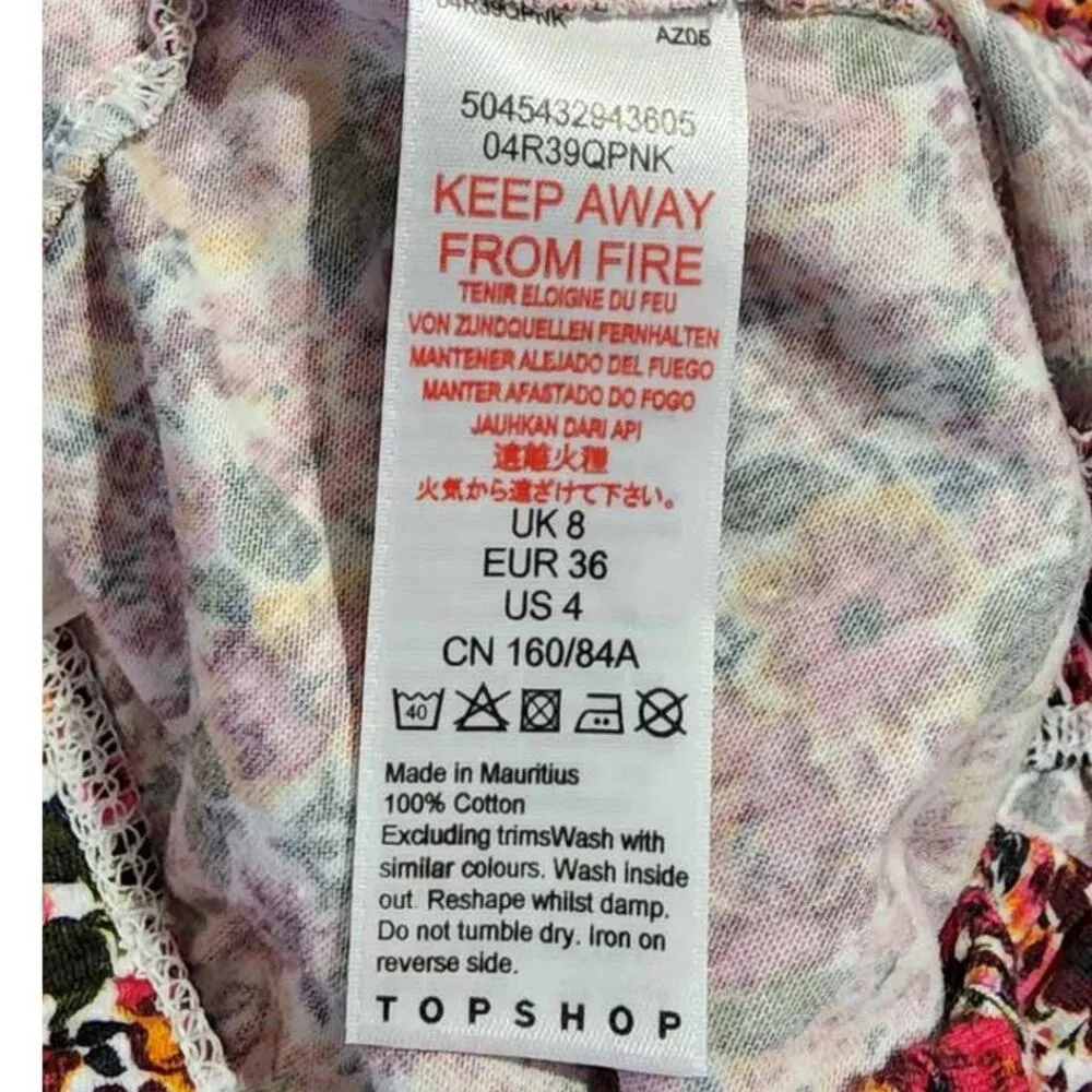 Topshop Strapless Tube Crop Top Floral Print 4 NWOT - Image 3