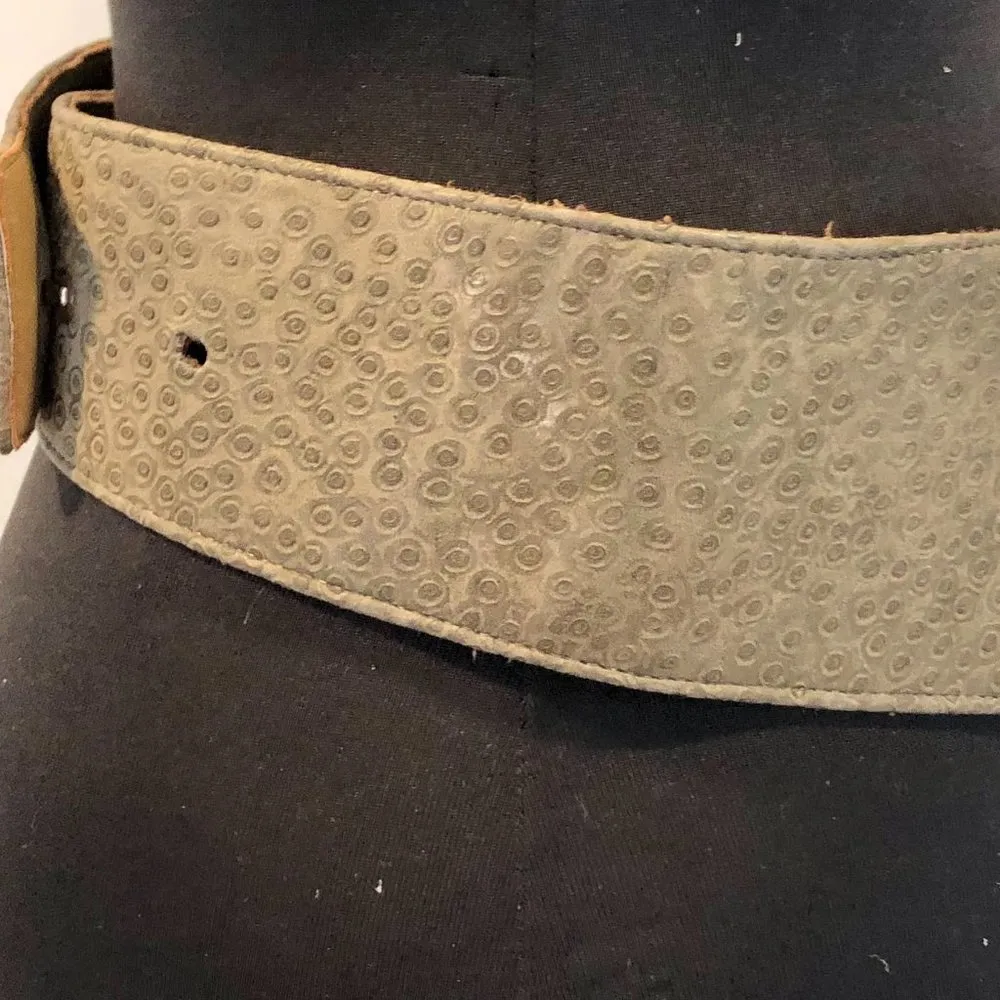 Vintage Waldorf Creations Belt Womens Leather Green Cream Ivory Wearable Art New - Image 4