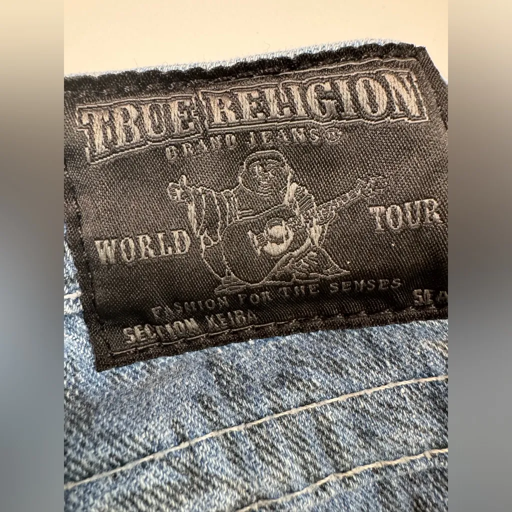 True Religion Keira Denim Shorts size 28 Y2K Rare Unique Patterned - Image 12