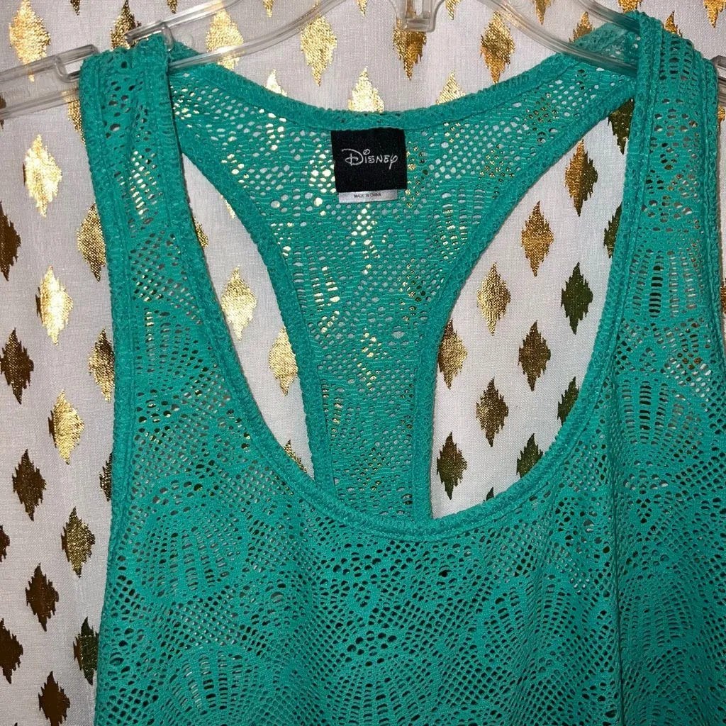 Disney Little mermaid swim cover up tank top teal size S - Image 4
