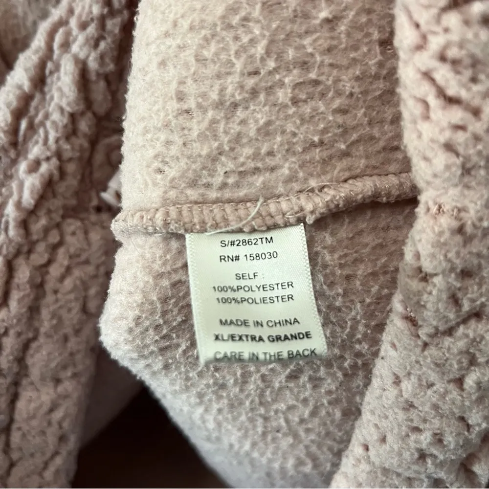 Love Tree Cozy Pink Sherpa Quarter Zip Hoodie Size XL - Image 9